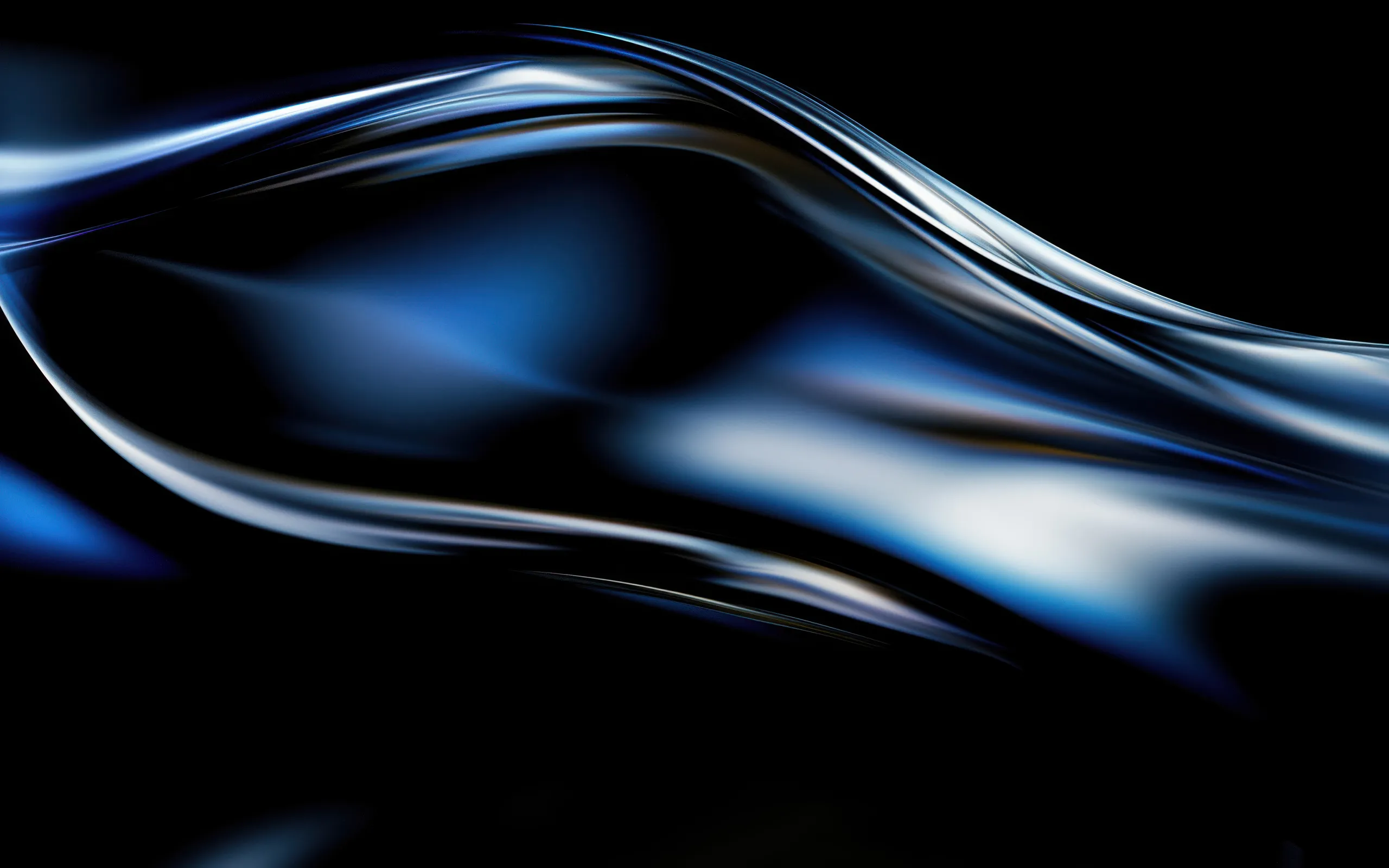 Abstrakte blau-silberne Lichtströme auf schwarzem Hintergrund als Visual für vernetzte KI-Agenten und agentische Workflows.