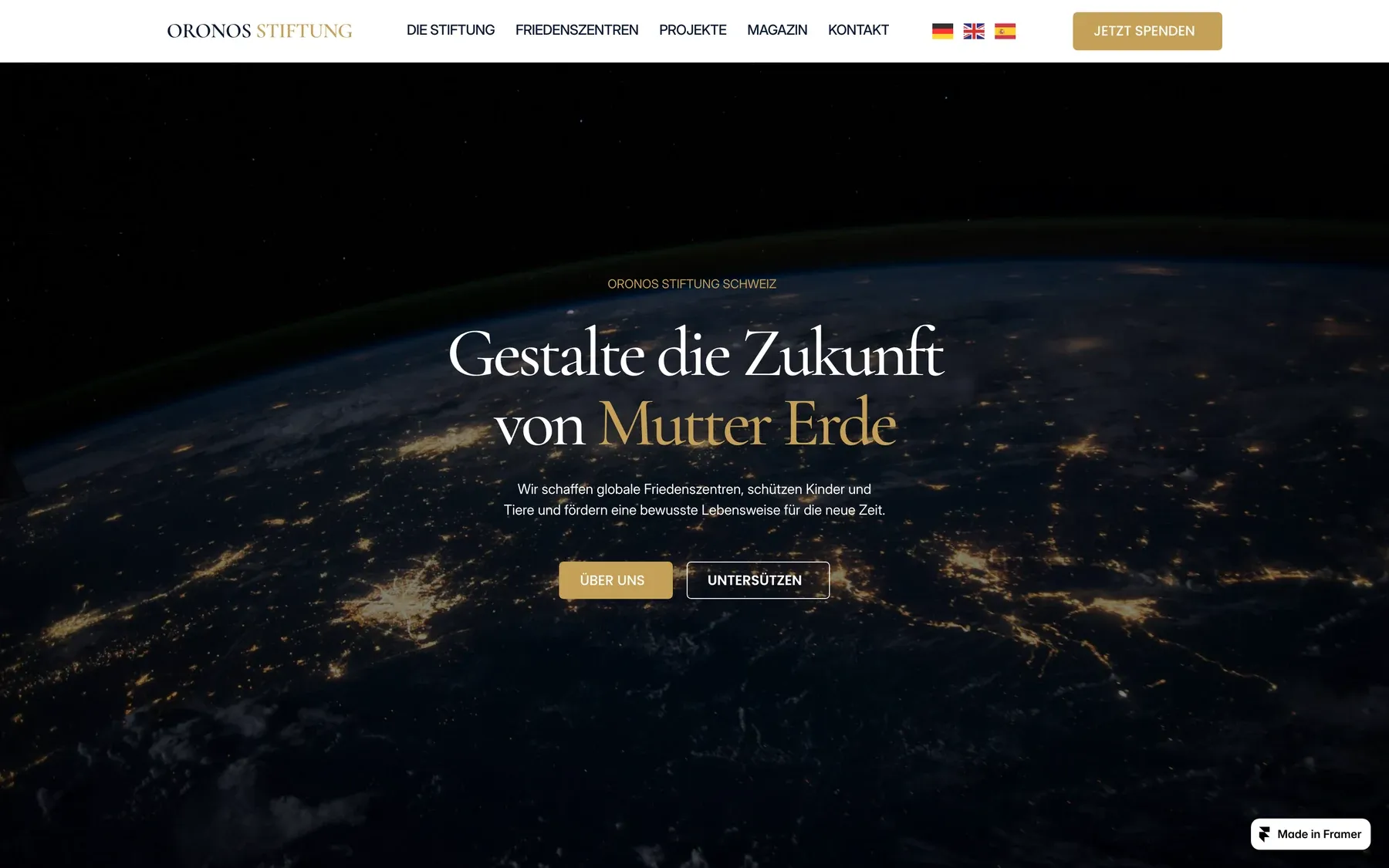 Oronos Foundation website for a Swiss nonprofit organization