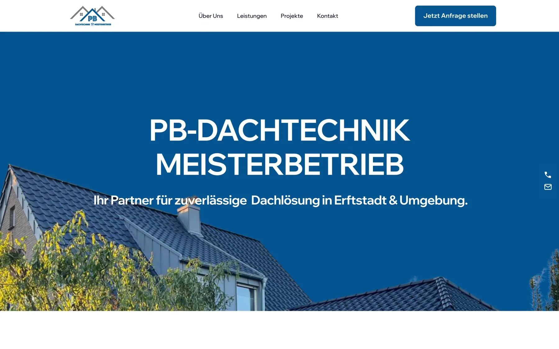 PB Dachtechnik website for roofing services in Germany