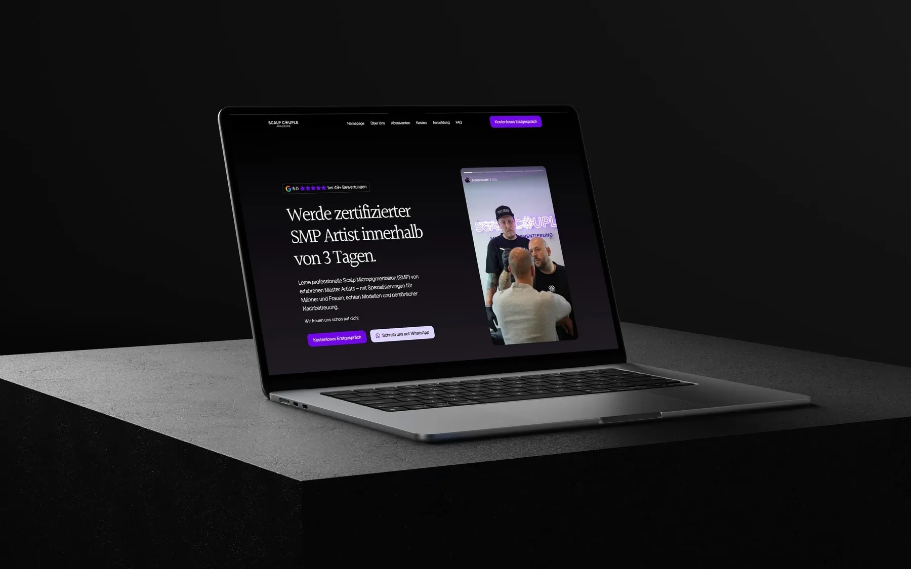 Scalp Couple Academy website for scalp micropigmentation training in Germany